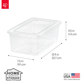 IRIS USA 6-quart clear shoe boxes for quick visibility and closet organization.
