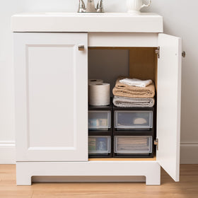 IRIS USA 6 Qt stacking drawer under-sink storage for cleaning supplies
