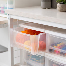 IRIS USA 7 Qt stacking drawer dimensions 12.76 inches L x 8.74 inches W x 5.83 inches H.