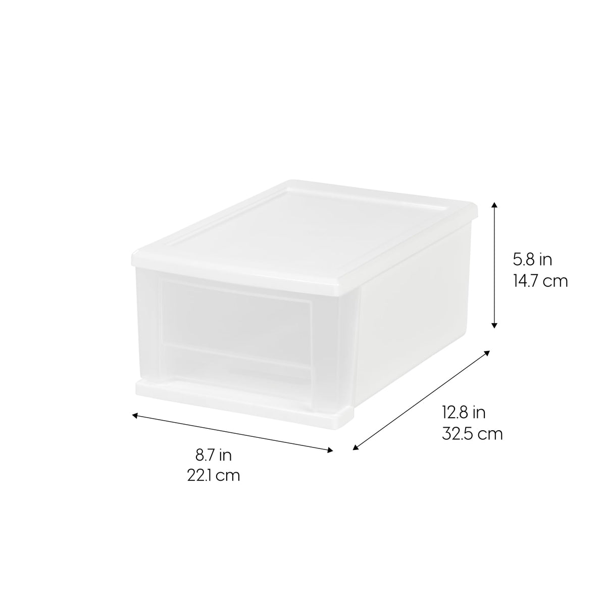 IRIS USA 7 Qt stacking drawer open drawer shows smooth glide for quick access.