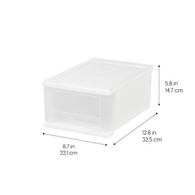 IRIS USA 7 Qt stacking drawer open drawer shows smooth glide for quick access.