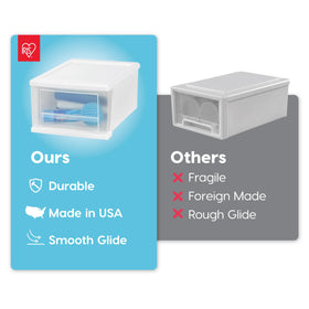 IRIS USA 7 Qt stacking drawer nursery storage for diapers and wipes.