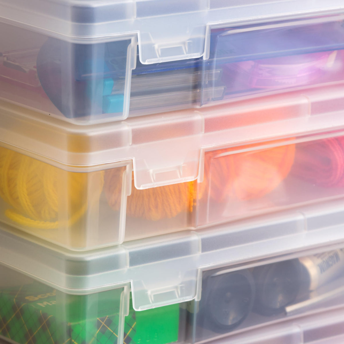 IRIS USA transparent case for locating supplies at a glance.
