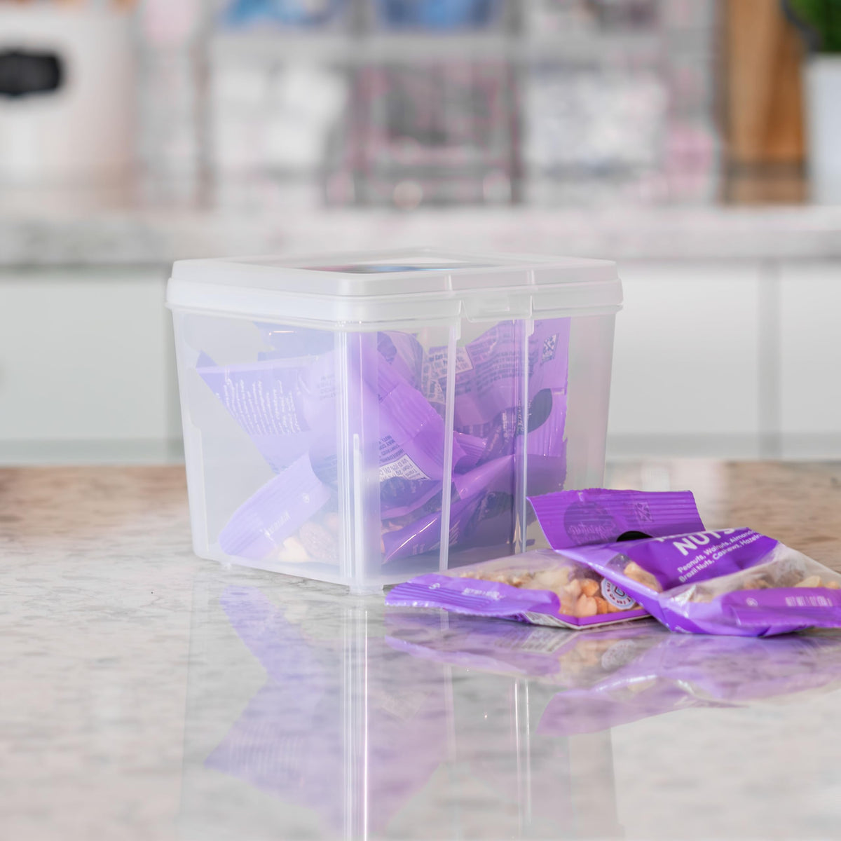 IRIS USA clear durable plastic bin for quick item identification