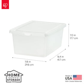 IRIS USA transparent 17-quart bin shows contents at a glance for quick access