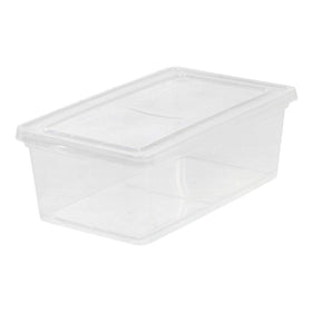 IRIS USA clear box stacked with grooved lid saves space