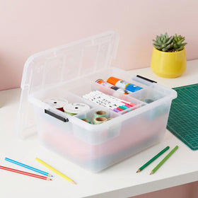IRIS USA clear storage box with lid suitable for pantry and office organization