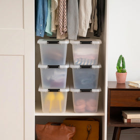 IRIS USA clip box interior view shows spacious 13-quart capacity for bulk supplies.