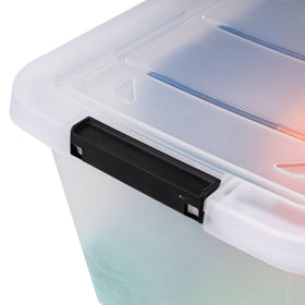 IRIS USA latching clip box shown with secure lid during transport.