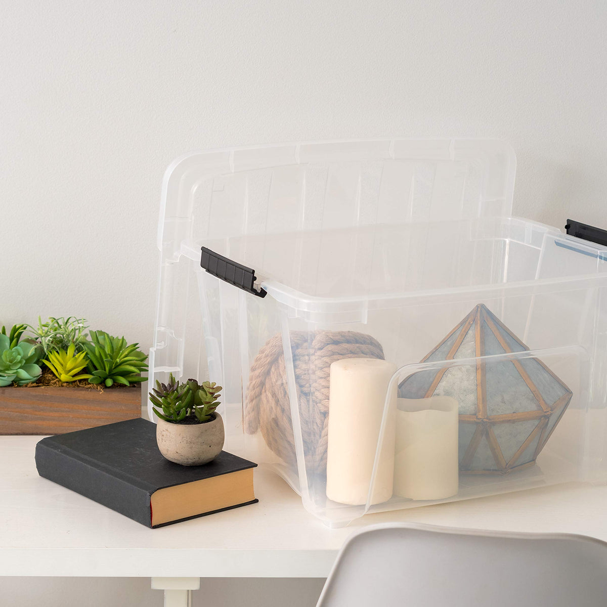 IRIS USA dimensions 18.5x14.4x10.5 inch bin fits standard shelves