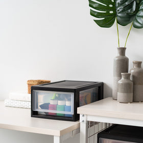 IRIS USA dorm room organization unit highlights space-saving, multi-use solution.