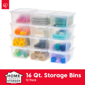 IRIS USA dorm room organizer bin with lid maximizes small-space storage