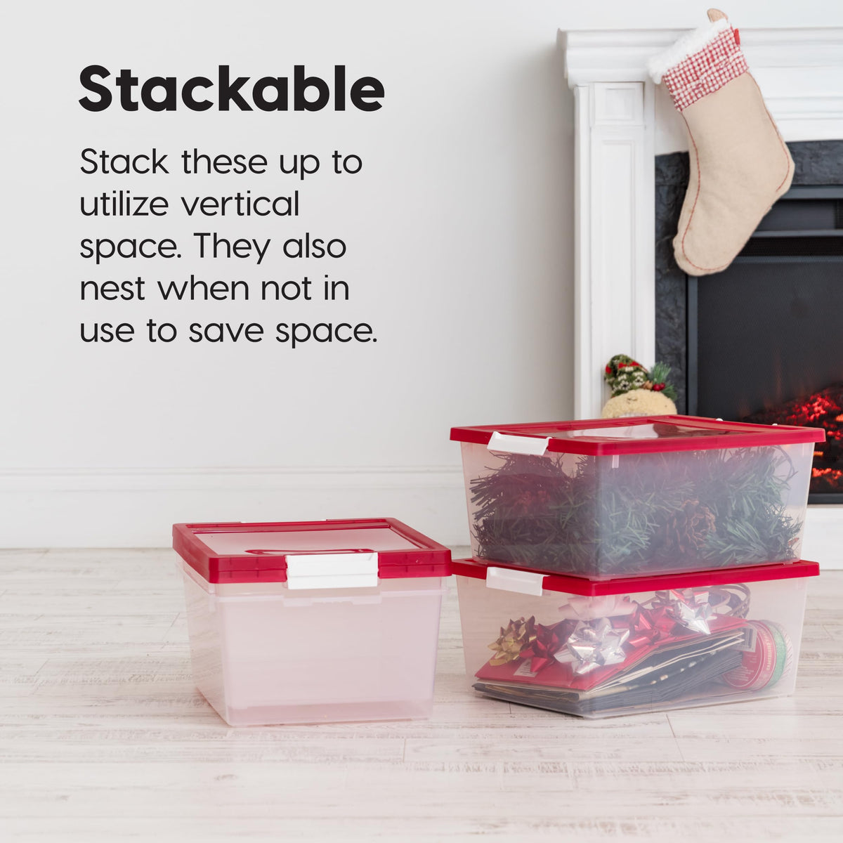 IRIS USA lid buckles keep contents secure and dust-free.