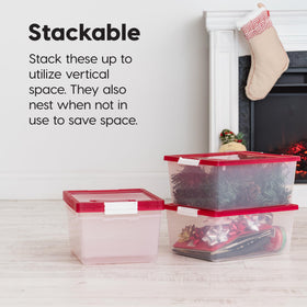 IRIS USA lid buckles keep contents secure and dust-free.