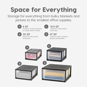 IRIS USA durable plastic drawers protect contents with a neutral look.