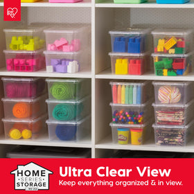 IRIS USA flat lids enable space-saving stackable bins.