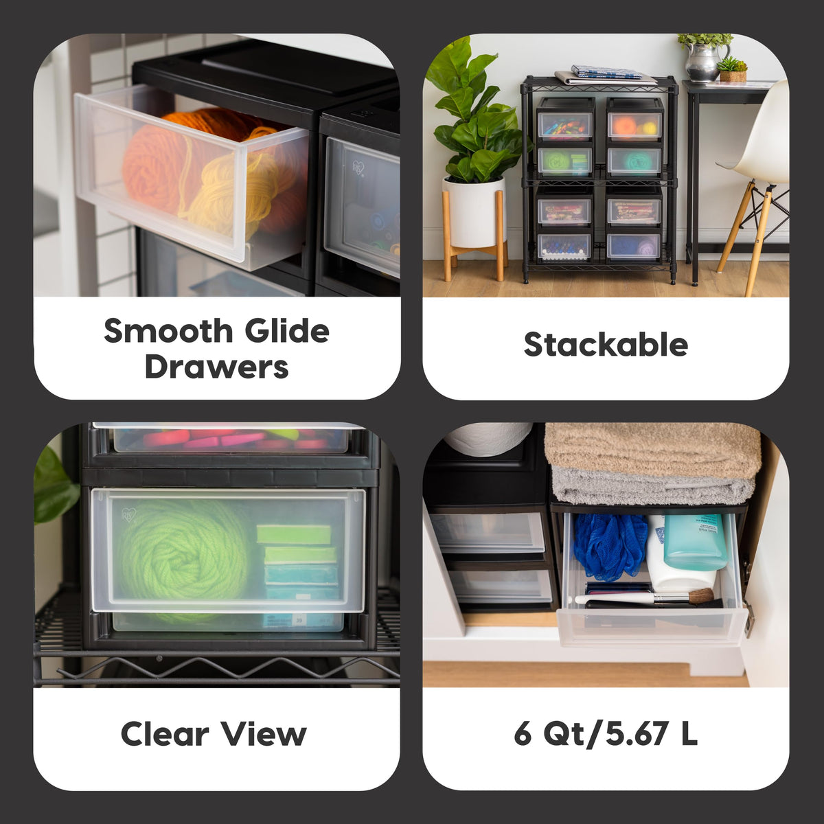 IRIS USA kitchen-counter organization image demonstrates versatile storage for snacks and essentials.
