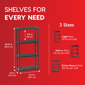 IRIS USA light-duty shelving unit suitable for garage and laundry storage.