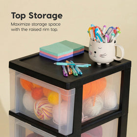 IRIS USA molded-in pull handles provide comfortable grip during organizing.