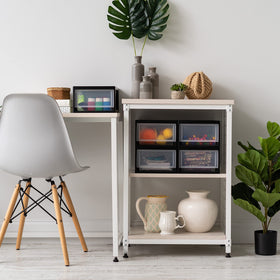 IRIS USA stackable storage duo maximizes space across rooms with a tidy, modular setup.