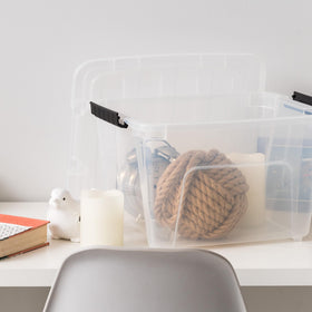 IRIS USA nestable storage containers save space when not in use.