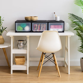 IRIS USA nursery and bathroom drawer for diapers and wipes within reach.
