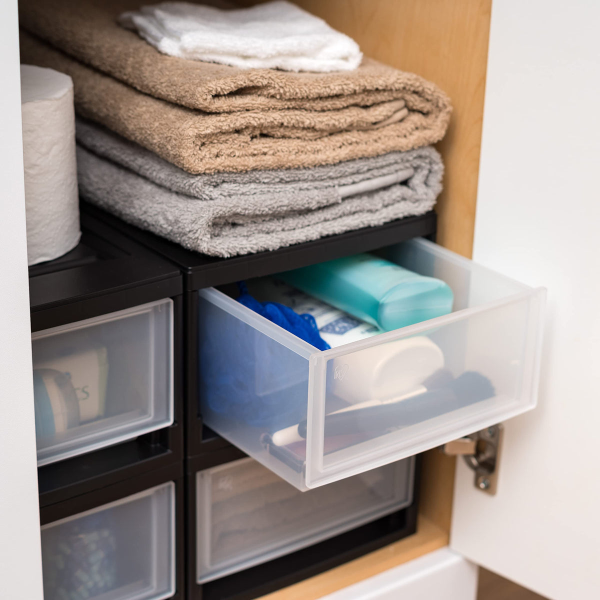 IRIS USA nursery diaper and wipes storage showcases simple access for baby care essentials.