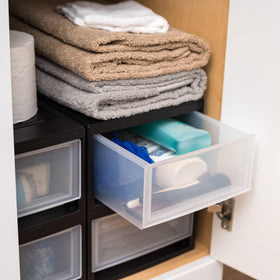 IRIS USA nursery diaper and wipes storage showcases simple access for baby care essentials.
