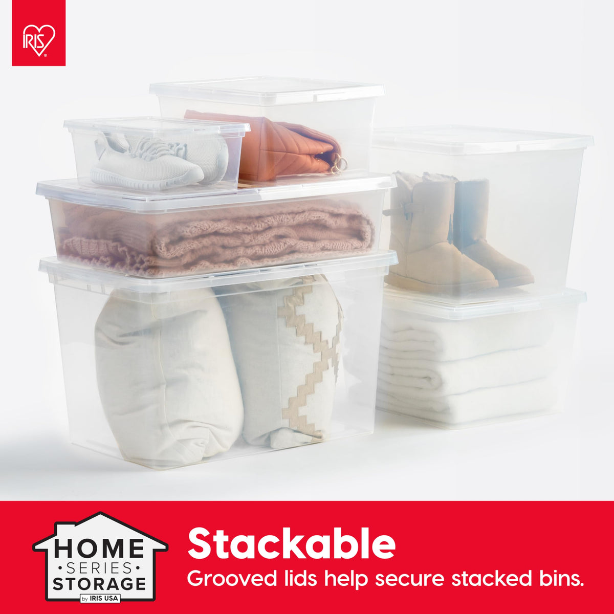 IRIS USA 12-pack bin set for toys, crafts, and photos.