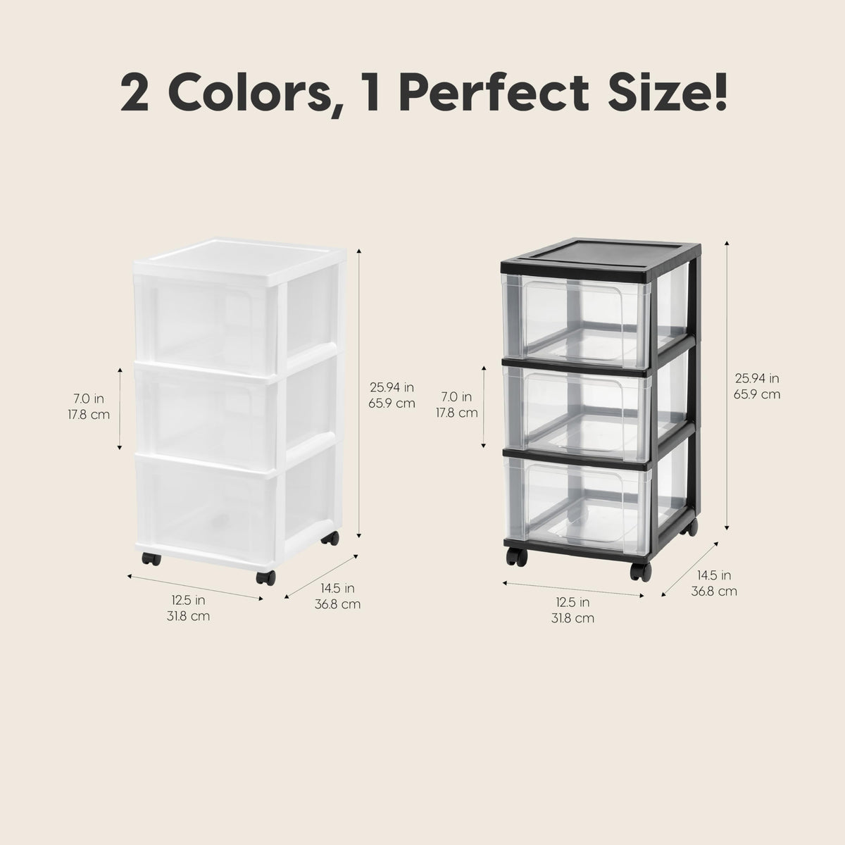 IRIS USA rolling cart with wheels for easy room-to-room relocation.