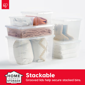 IRIS USA see-through bin ideal for shoe storage.