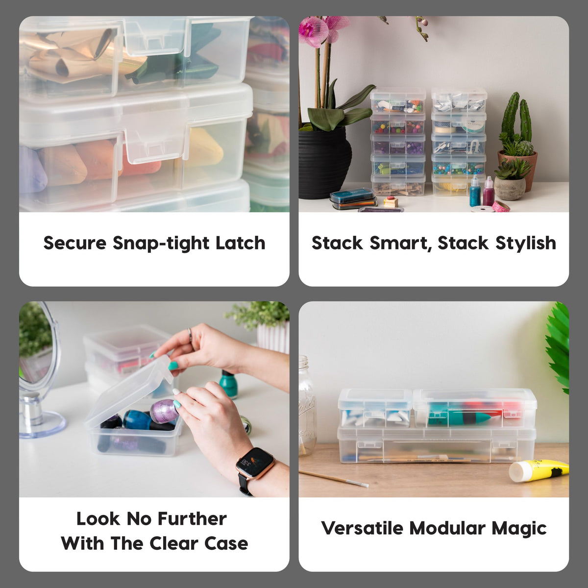 IRIS USA small-size storage box ideal for portable art supplies.