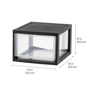 IRIS USA stackable drawer unit keeps small items organized in a closet or kitchen.