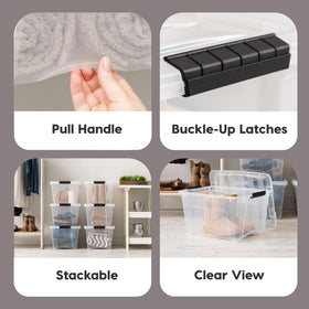 IRIS USA stackable storage container with secure lid helps maximize space
