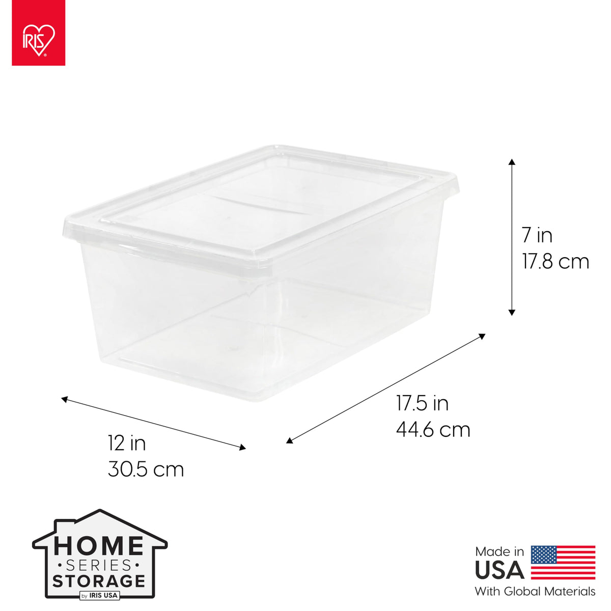 IRIS USA transparent storage box showing contents for fast finding.