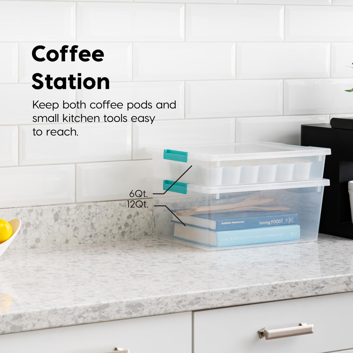 Compact storage bin fits under desk and in small spaces for easy organization.