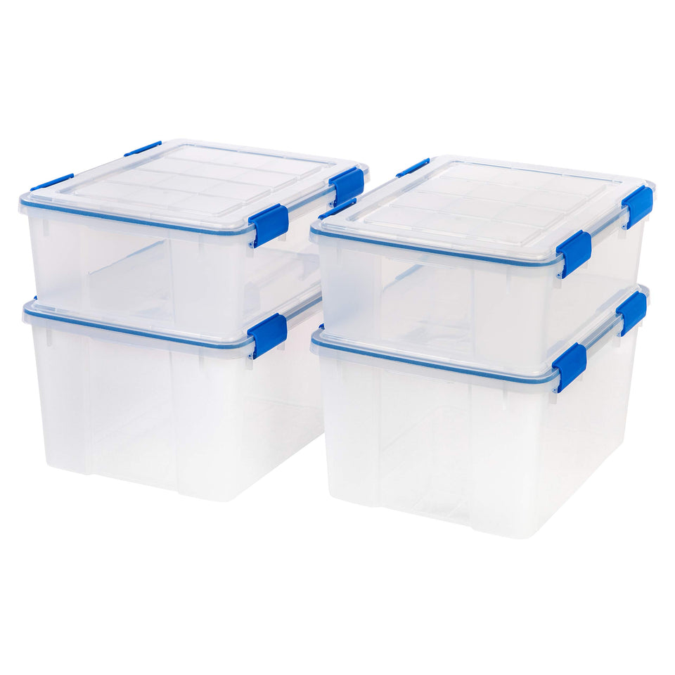 IRIS USA WeatherPro 27qt bin with lid keeps documents organized and protected.