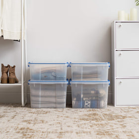 IRIS USA WeatherPro 44qt bin with lid offers ample storage space.
