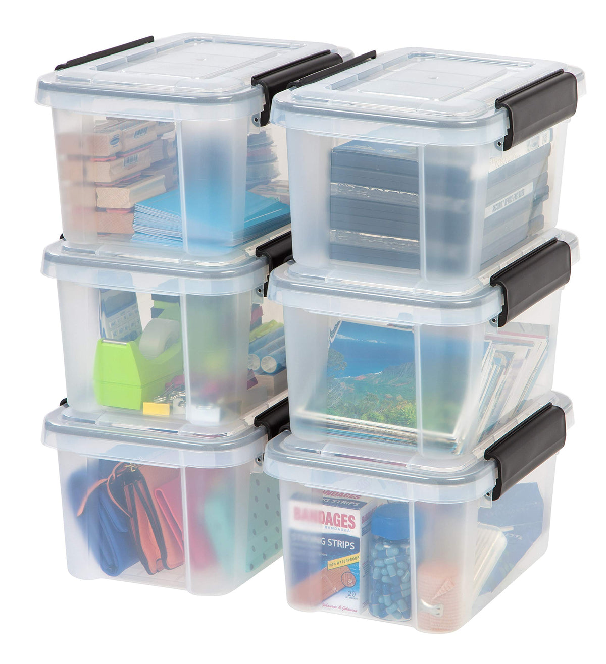 IRIS USA WeatherPro 6 Qt bin with lid closes securely for dust protection.