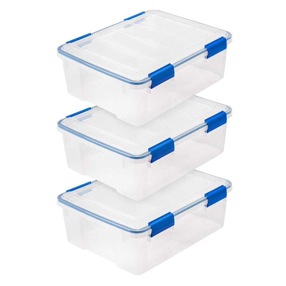 IRIS USA WeatherPro bin with lid seal showing moisture protection and secure closure
