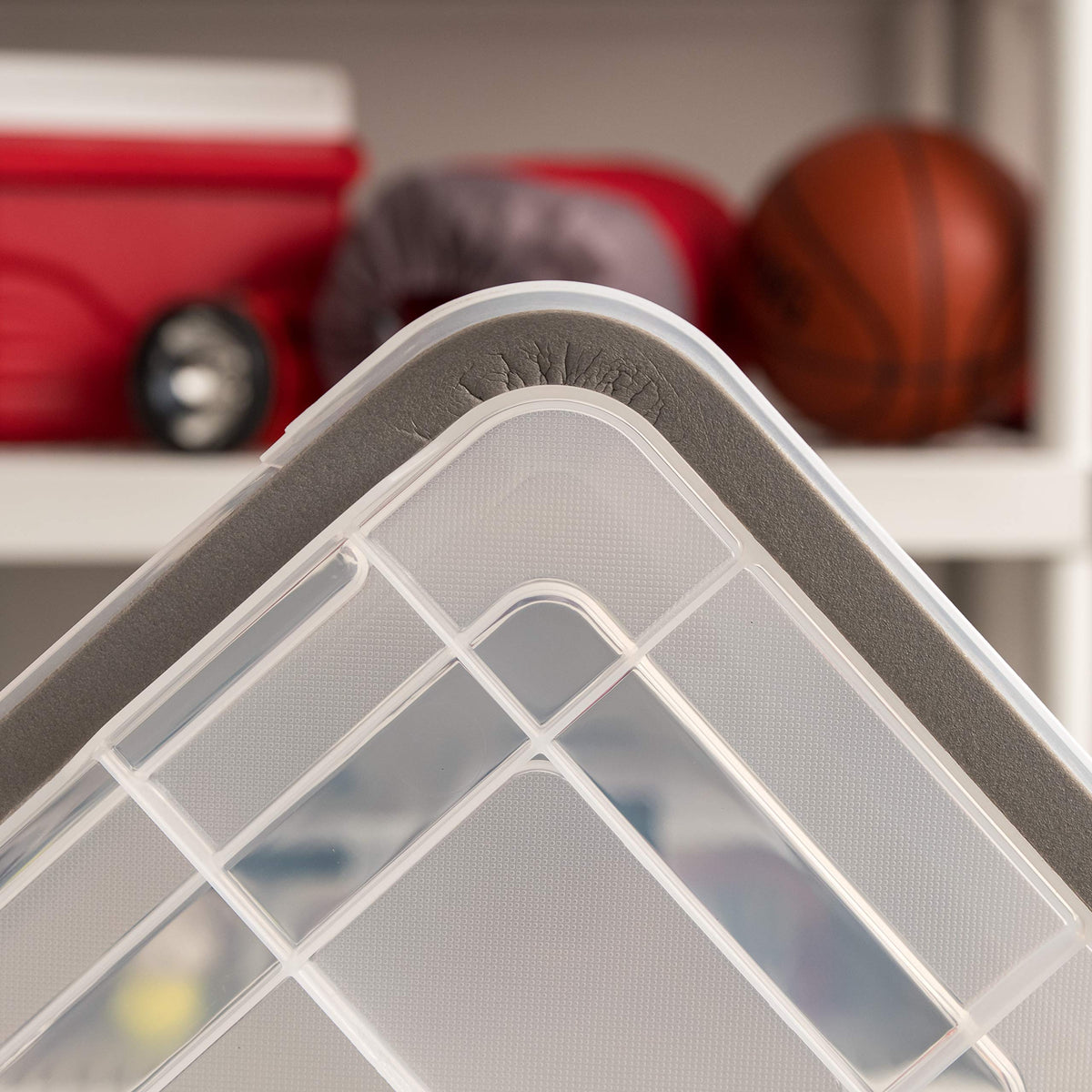 Clear WeatherPro bin helps identify contents at a glance.