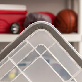 Clear WeatherPro bin helps identify contents at a glance.