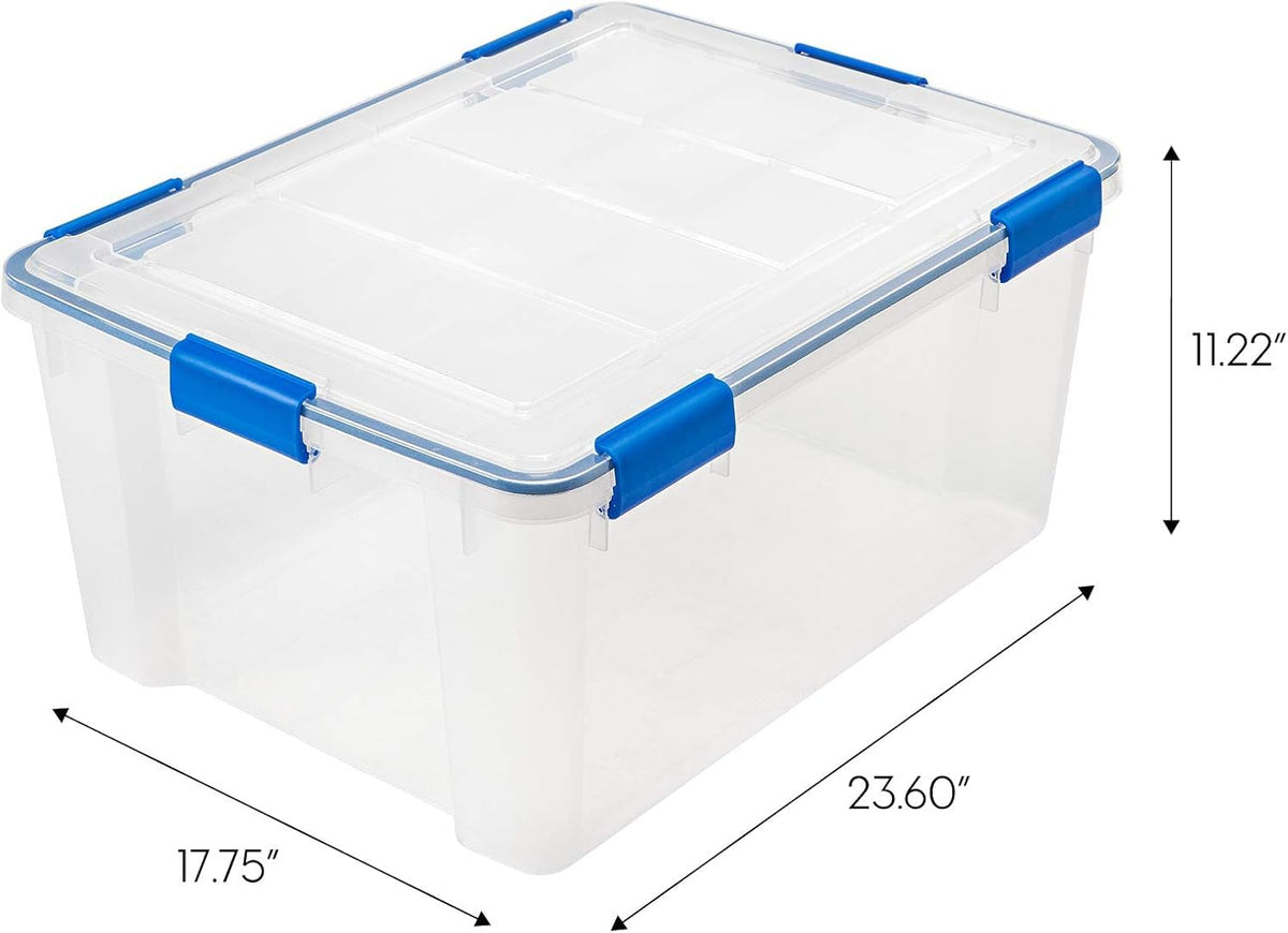 IRIS USA WeatherPro gasket seal bin protects valuables from moisture and dust.