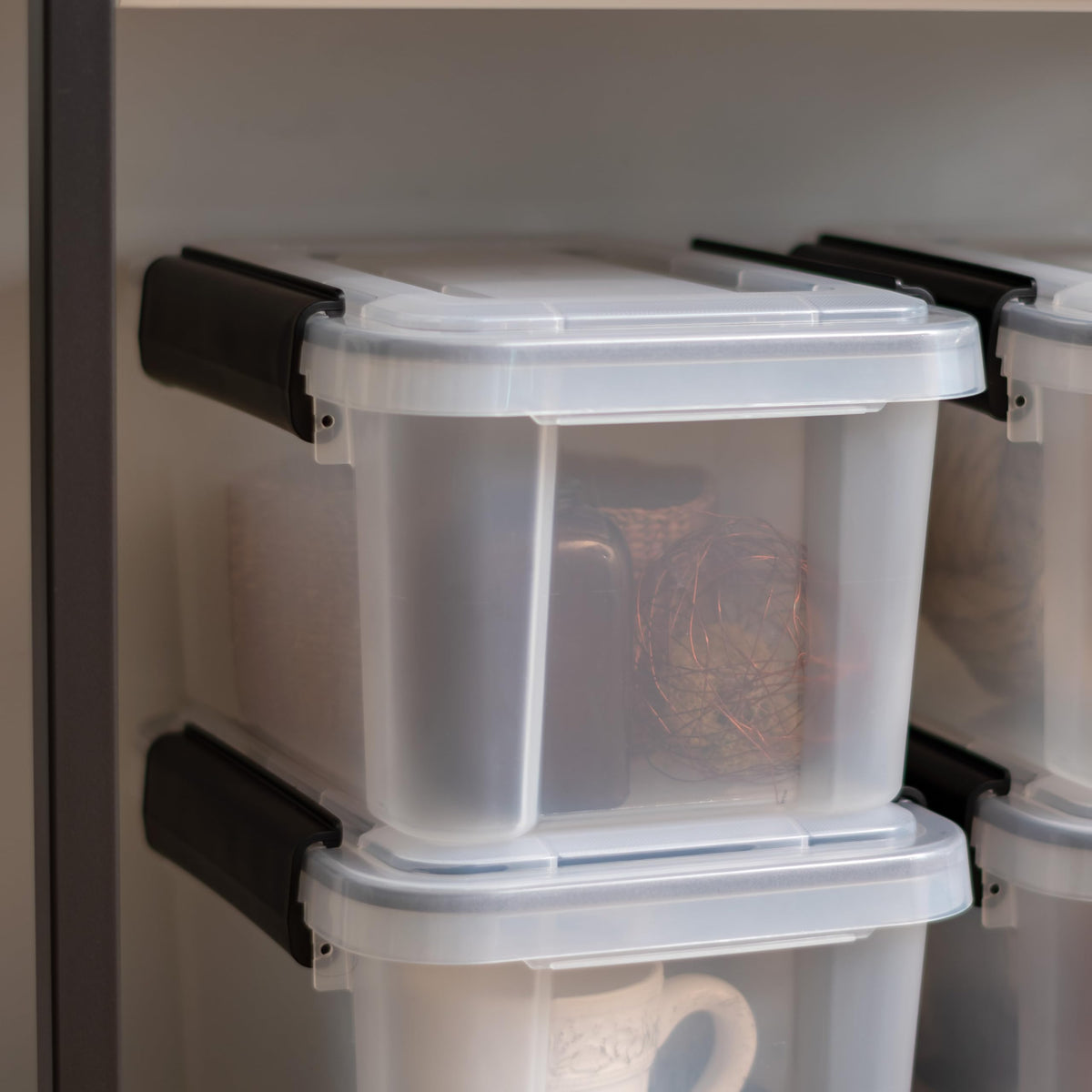 Nestable WeatherPro design minimizes footprint when bins are not in use.