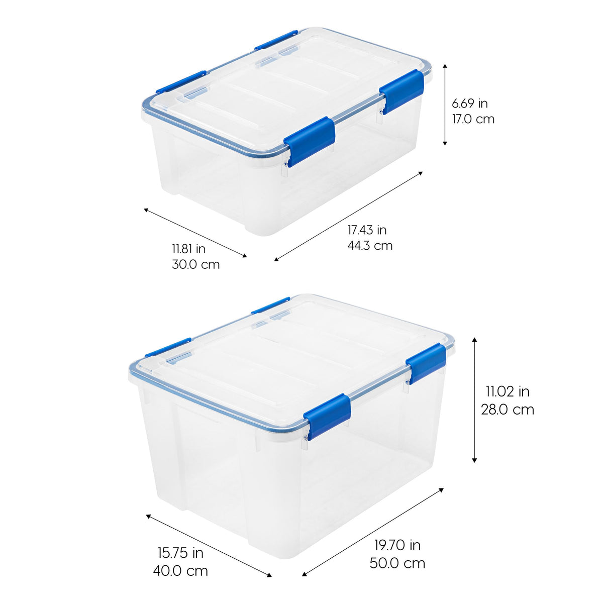 Grooved stackable design helps maximize storage and stability.
