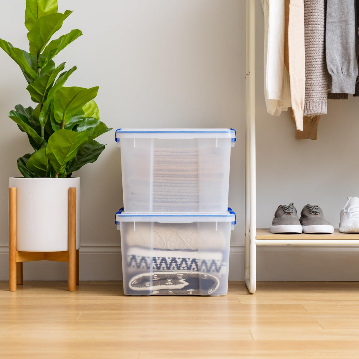 Stackable WeatherPro design enables compact, organized storage.