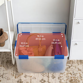 IRIS USA WeatherPro tight buckle latches secure contents during transit.