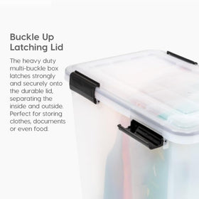 IRIS USA WeatherPro tight latch keeps lid secure during transport