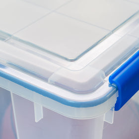 IRIS WeatherPro clear blue tote displaying transparent design for quick item ID