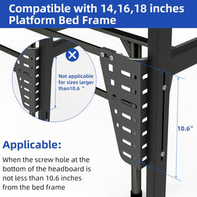 IRONDIY headboard brackets install quickly via bolts for tight fit.